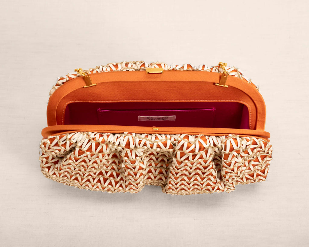 Pelle intrecciata Arancione Bianca