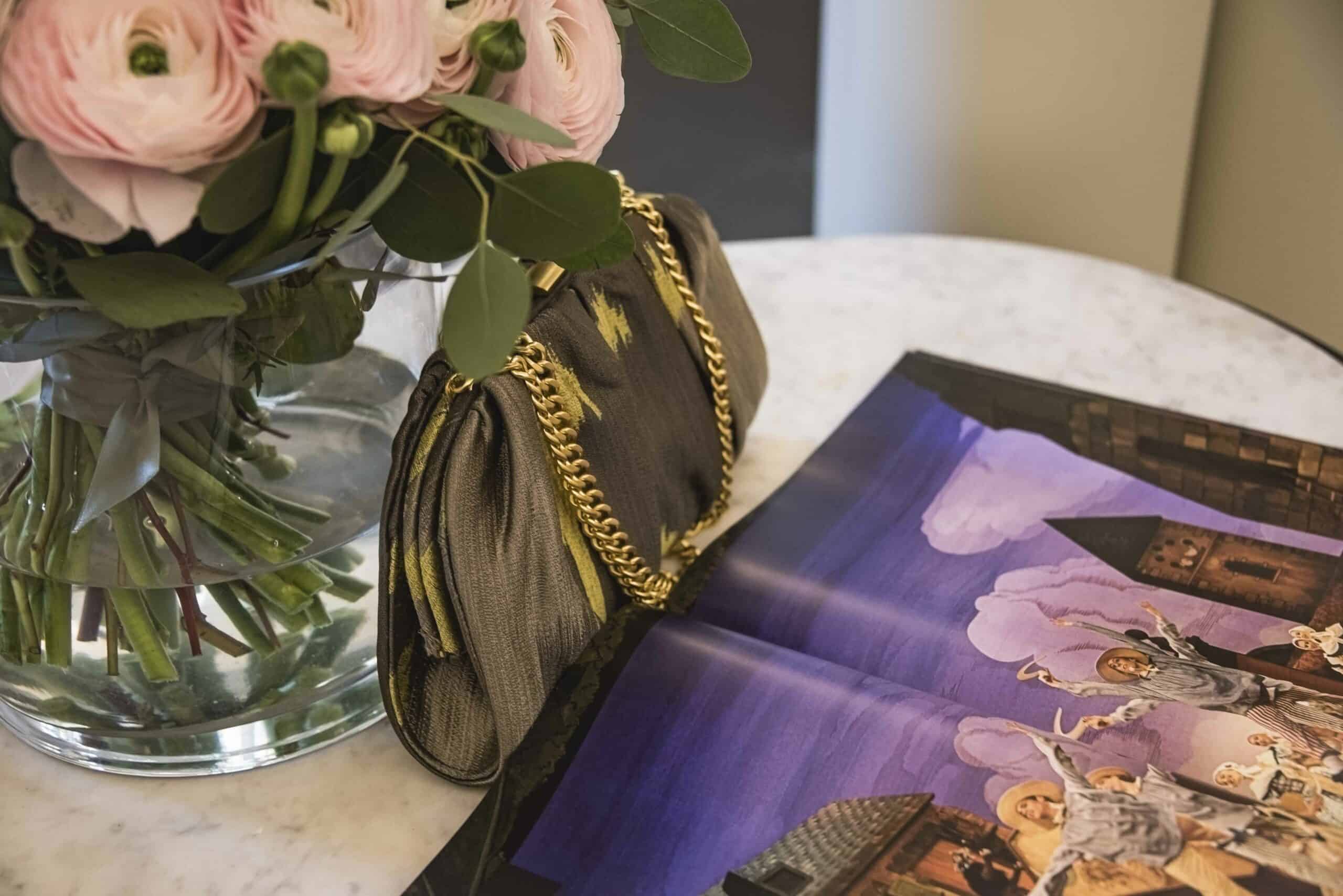 Clutch "Toscana" in Mikado Lime e Grigio