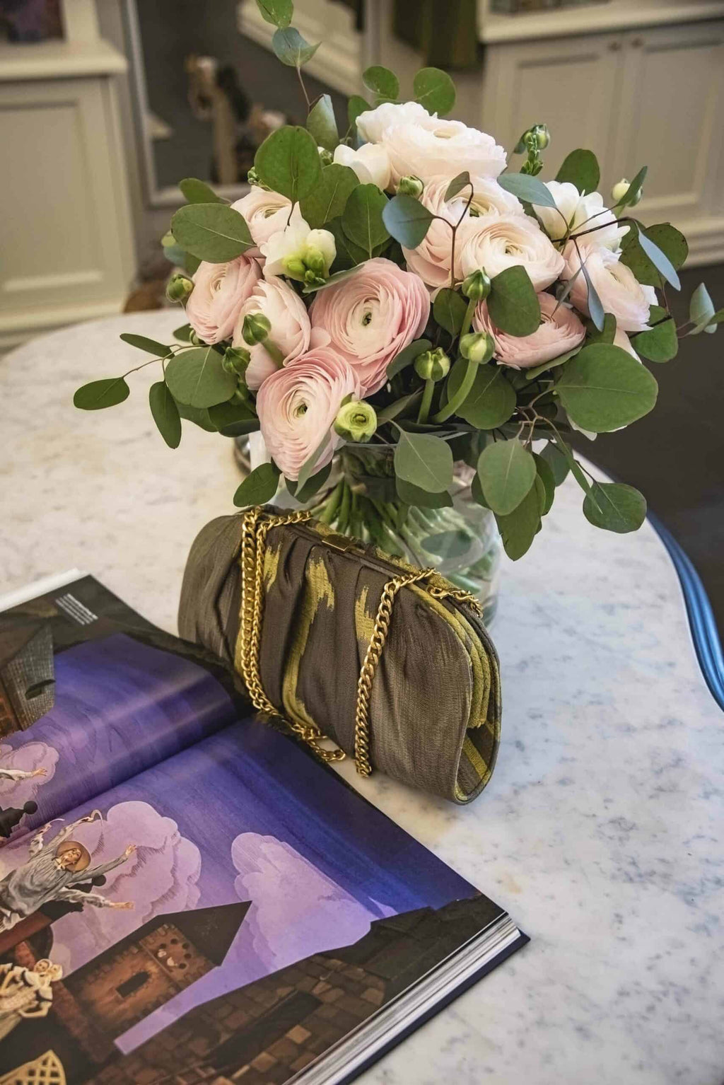 Clutch "Toscana" in Mikado Lime e Grigio