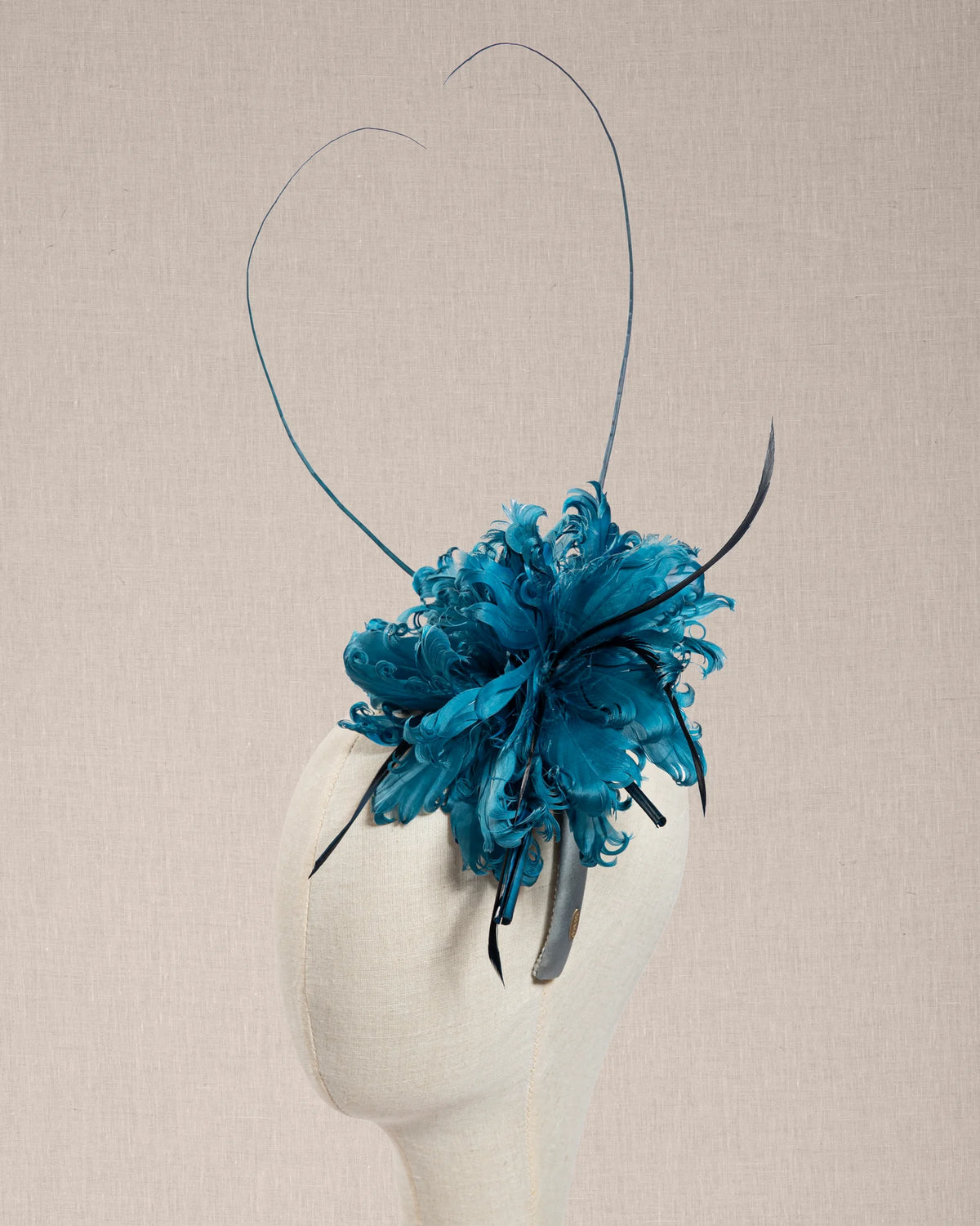 Cerchietto Couture “Saphir” con Piume Blu