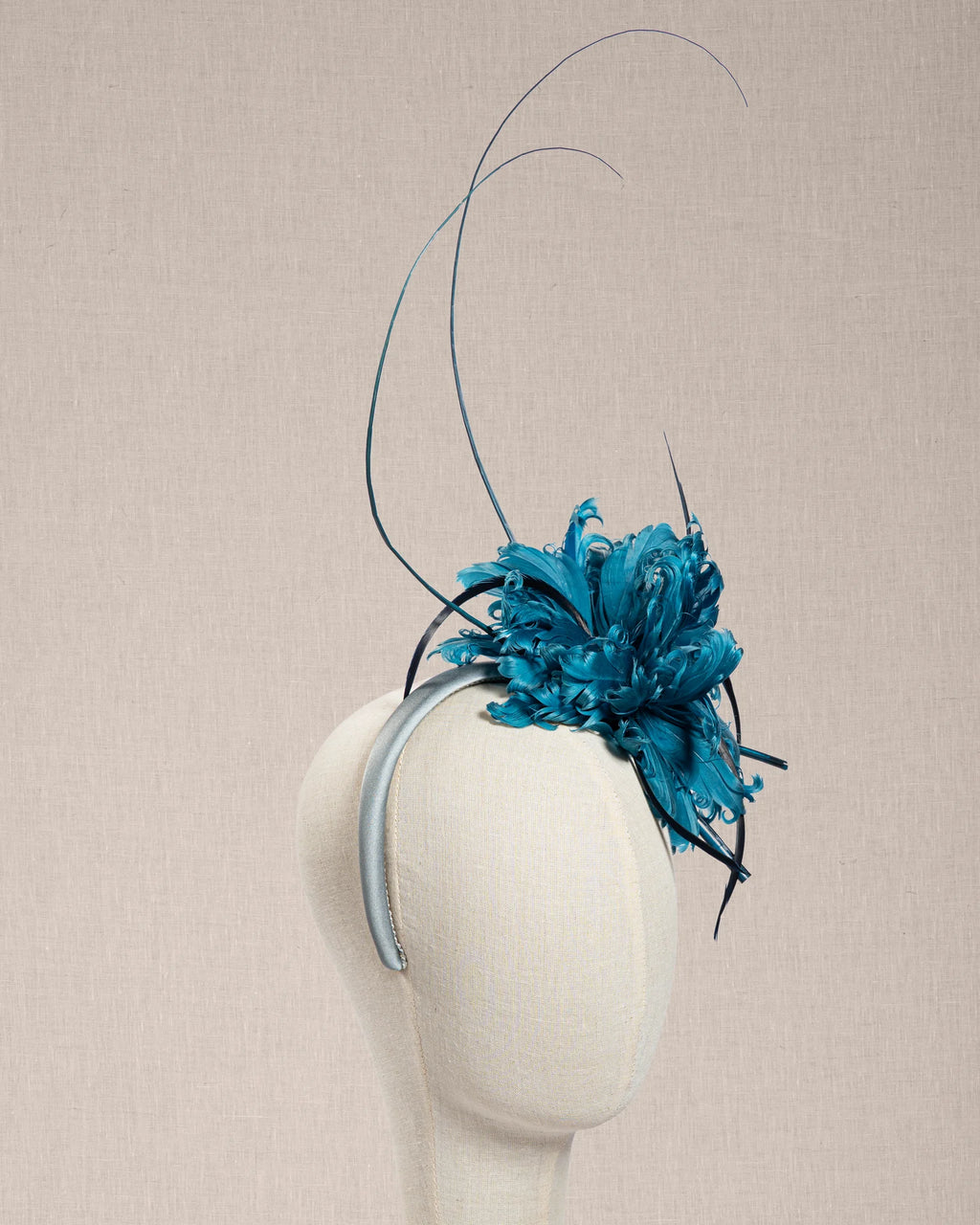 Cerchietto Couture “Saphir” con Piume Blu