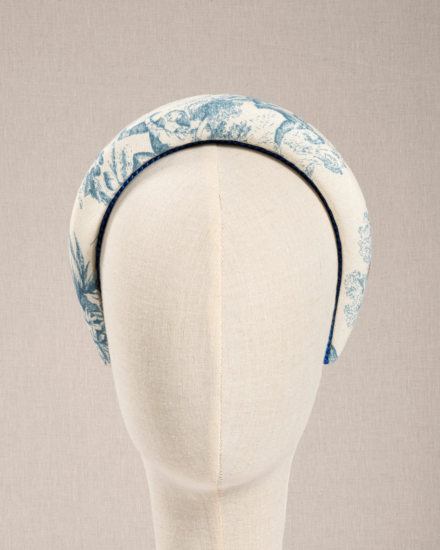 Cerchietto Toile de Jouy Azzurro Doppia Altezza