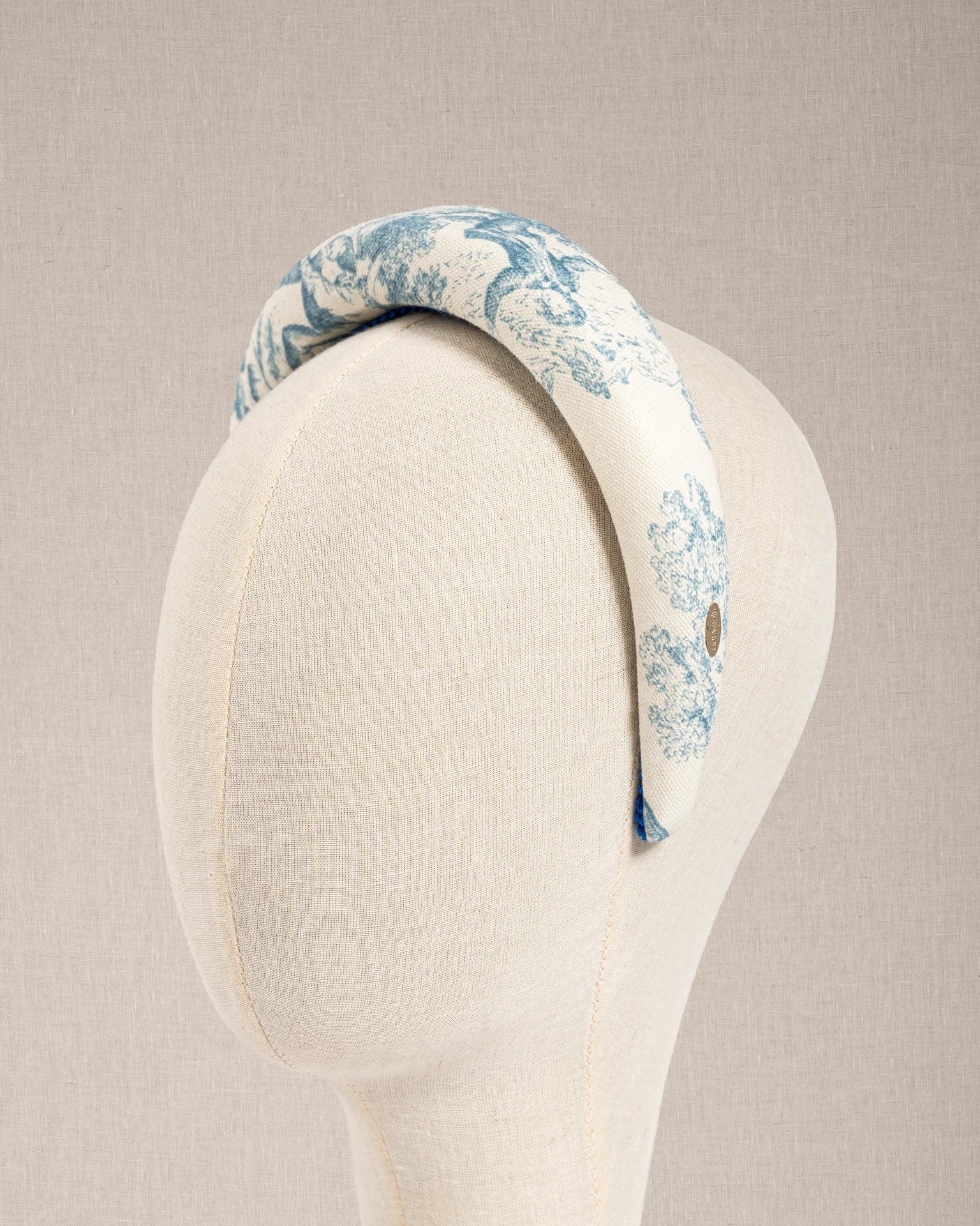 Cerchietto Toile de Jouy Azzurro Doppia Altezza