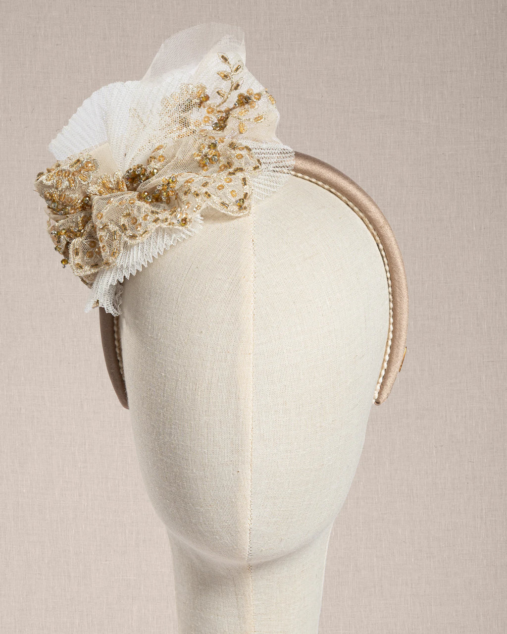 Cerchietto “Nuage De Vanille”  Tulle Plissé e Cristalli