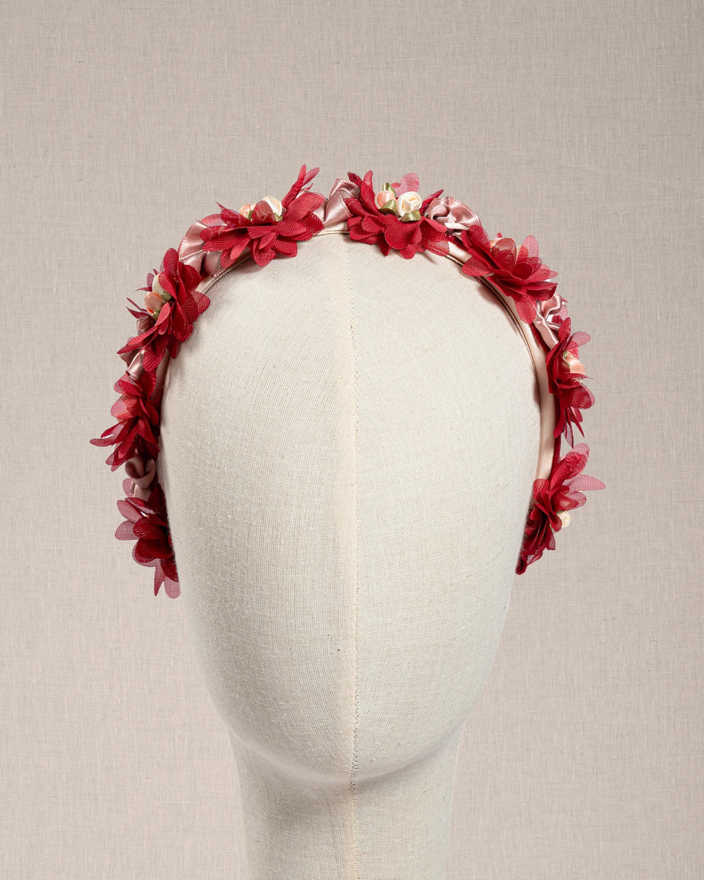 Cerchietto "Petite Jardin” floreale tulle Rosso