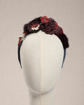 Cerchietto “Velvet Bloom” con Visone e Fiori Ricamati