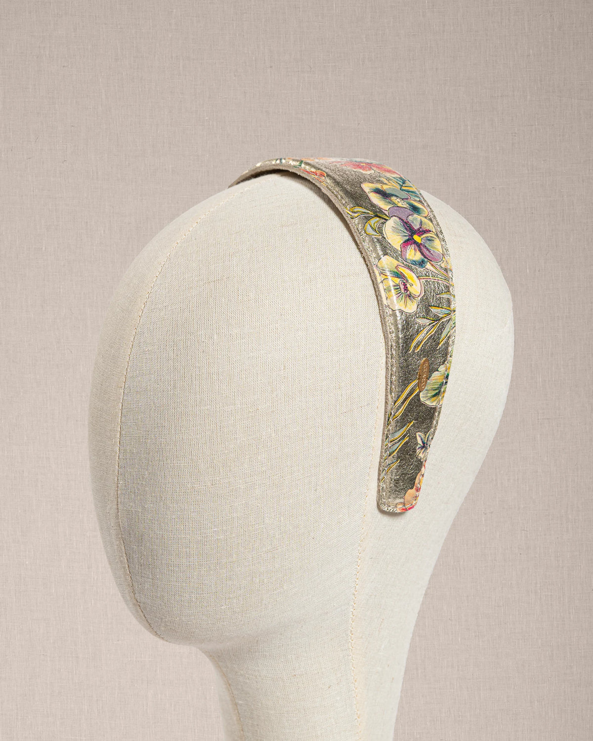 Cerchietto Floreale in Pelle Oro