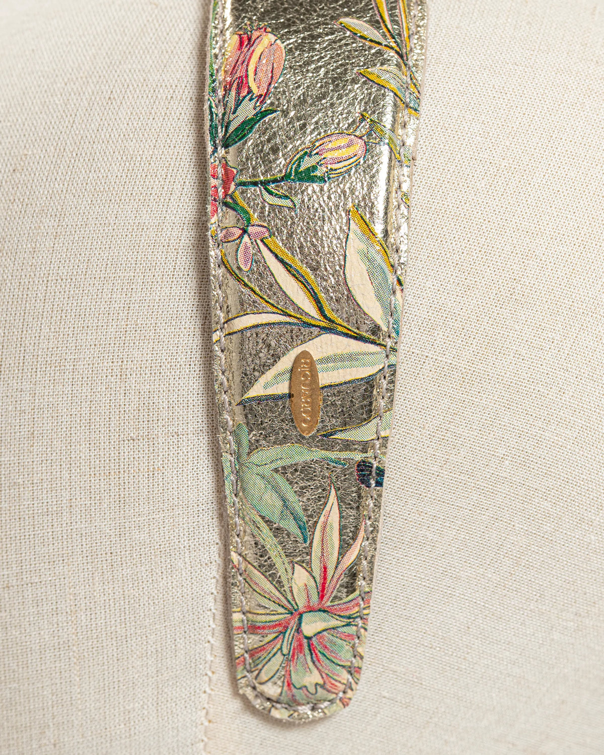 Cerchietto Floreale in Pelle Oro