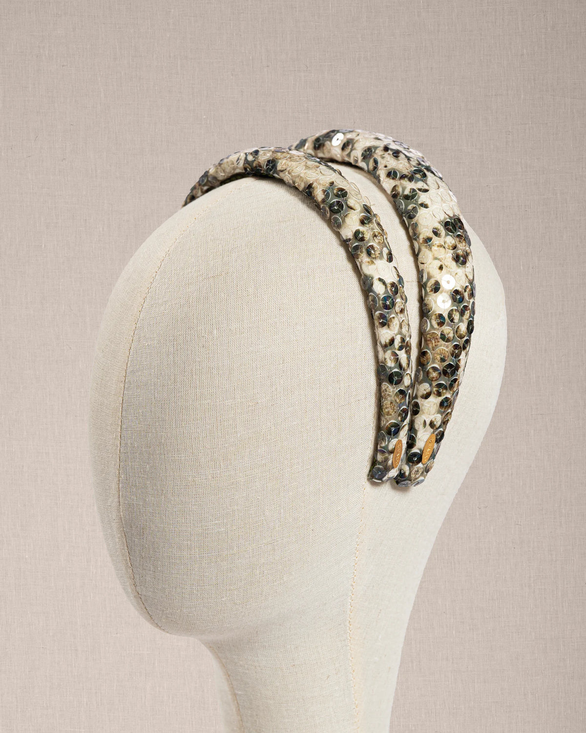 Cerchietto “Bois Sauvage” con Fantasia Verde, Beige e Paillettes