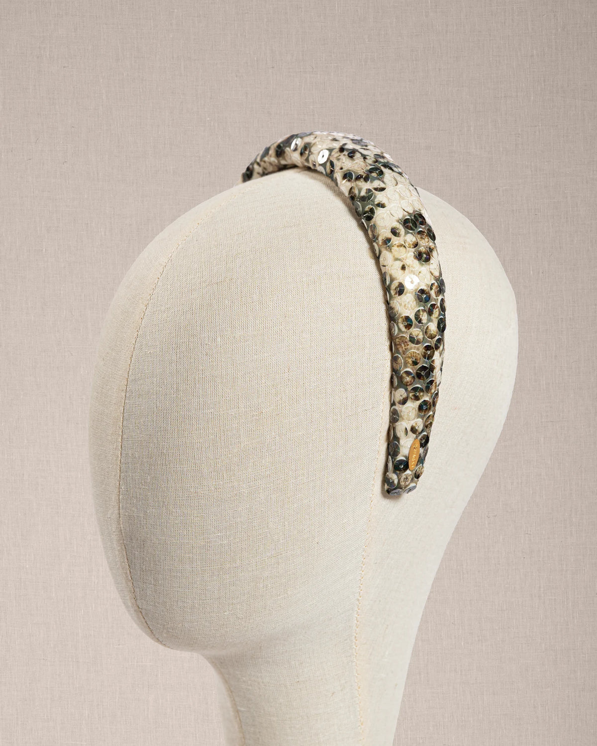 Cerchietto “Bois Sauvage” con Fantasia Verde, Beige e Paillettes