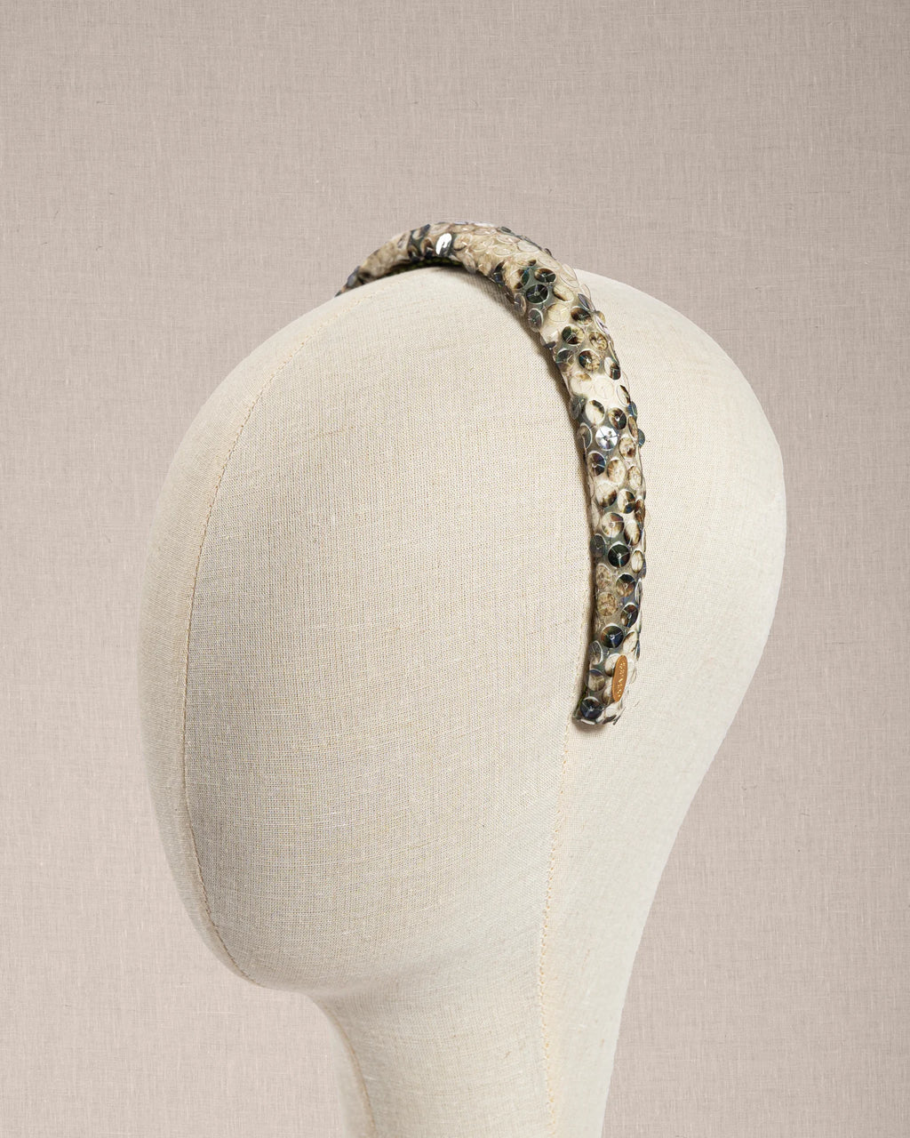 Cerchietto “Bois Sauvage” con Fantasia Verde, Beige e Paillettes