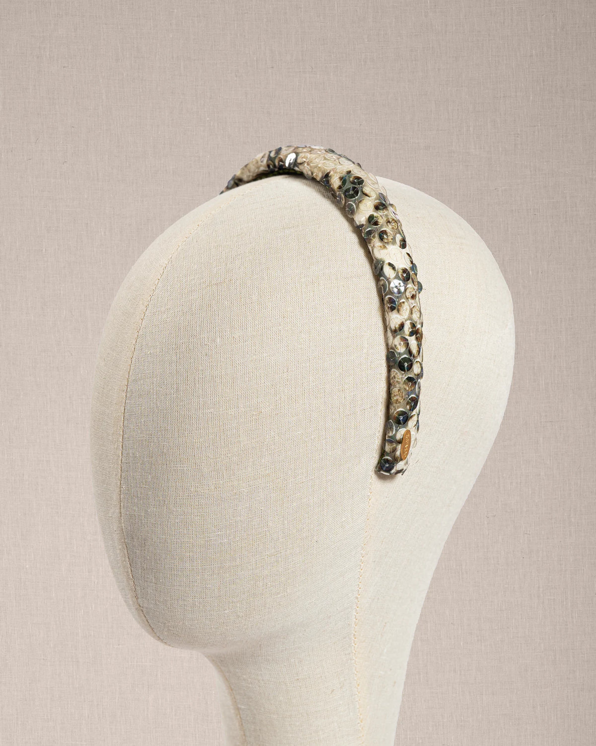 Cerchietto “Bois Sauvage” con Fantasia Verde, Beige e Paillettes