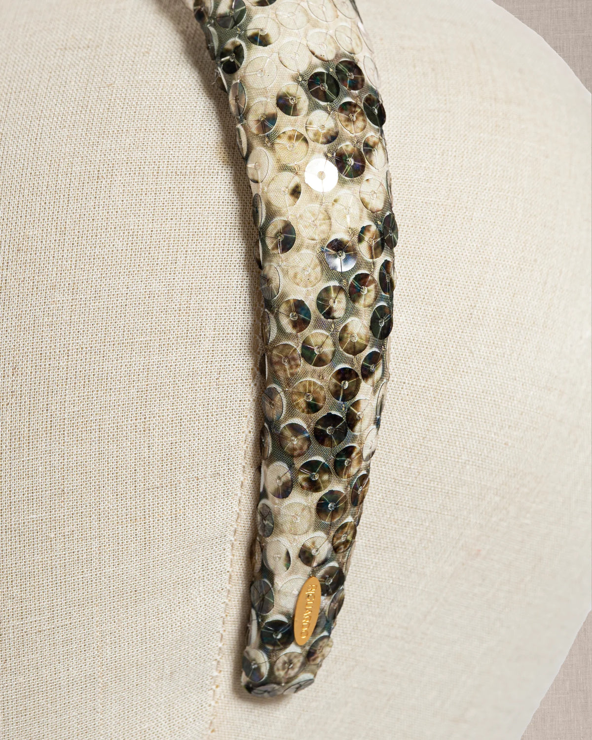 Cerchietto “Bois Sauvage” con Fantasia Verde, Beige e Paillettes