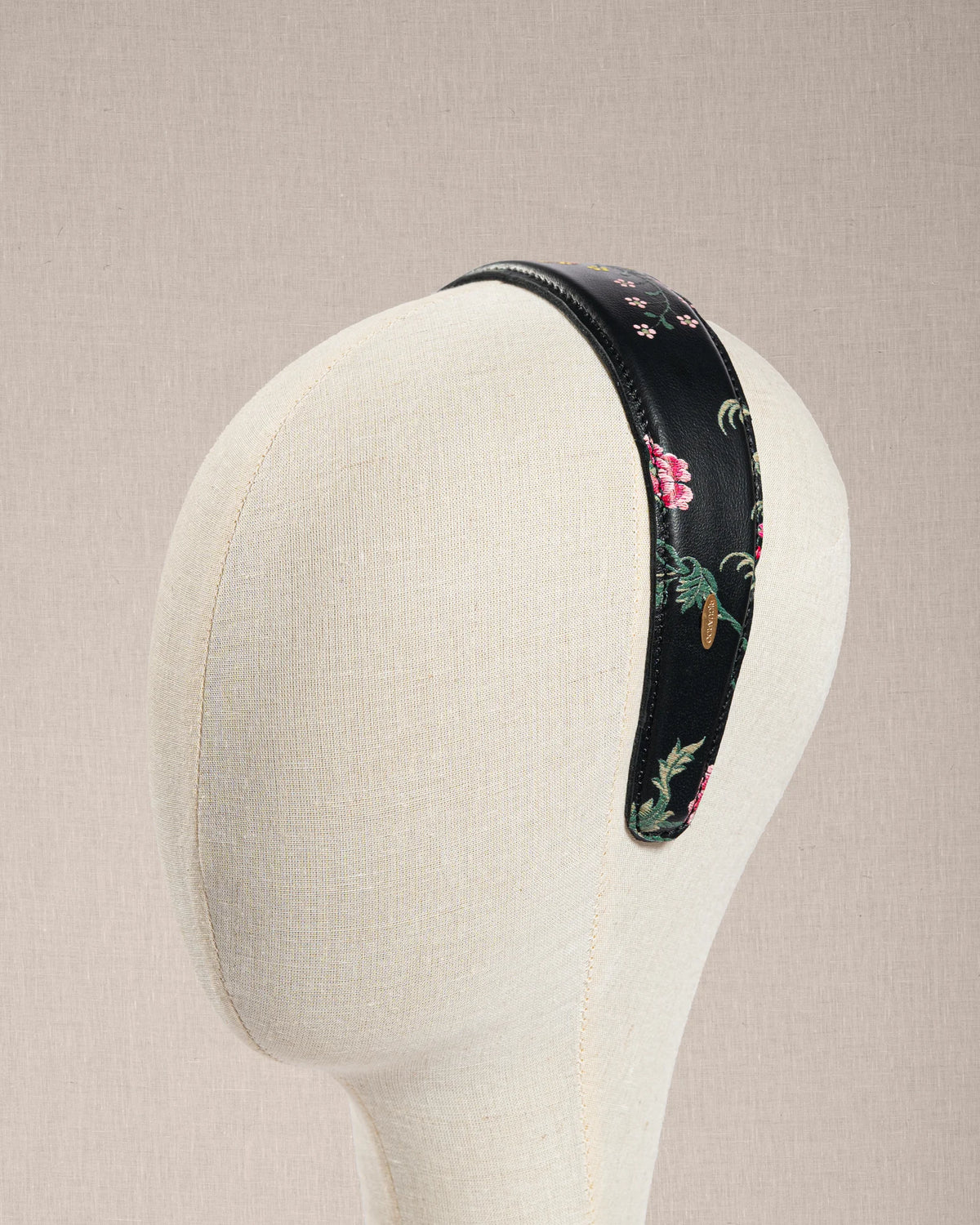 Cerchietto Floreale in Pelle nera