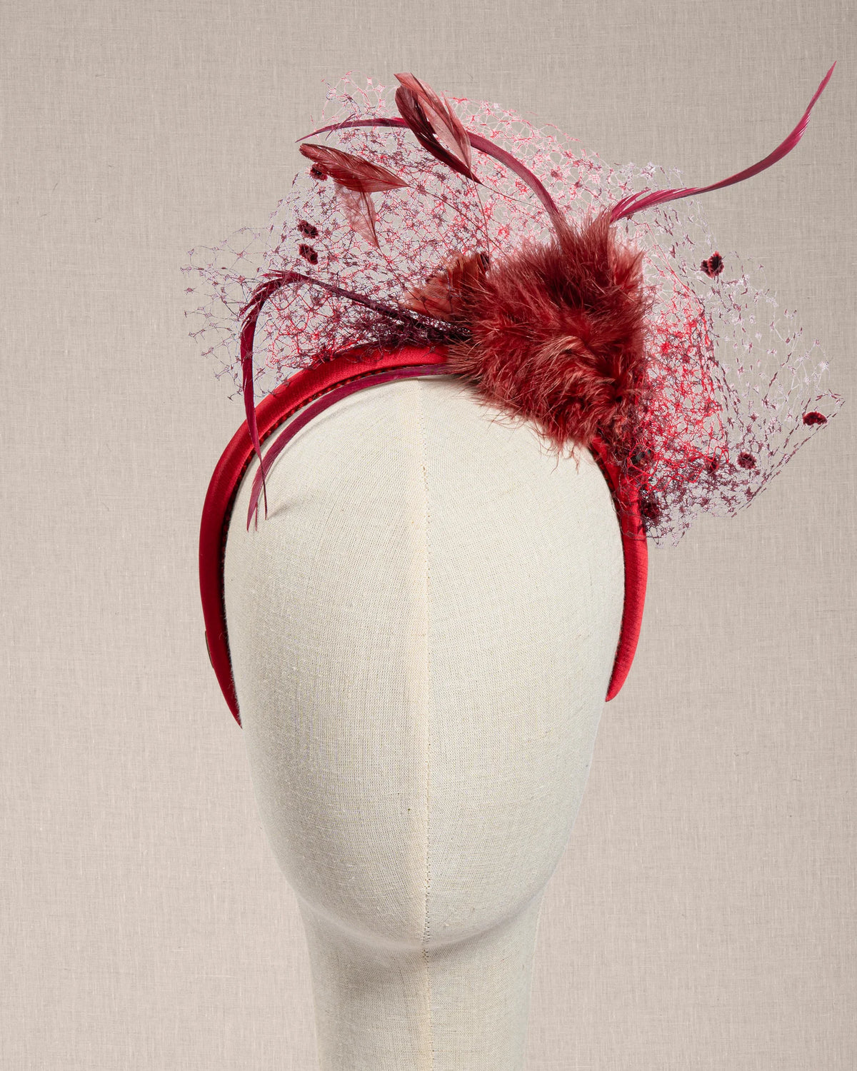 Cerchietto “Plume de Rubis” Veletta e Piume