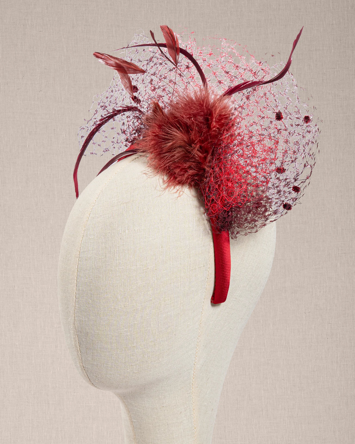 Cerchietto “Plume de Rubis” Veletta e Piume