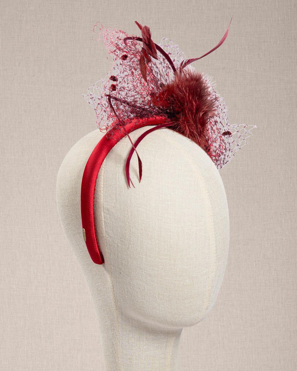 Cerchietto “Plume de Rubis” Veletta e Piume
