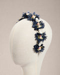 Cerchietto “Petit Jardin” Floreale in Tulle Blu