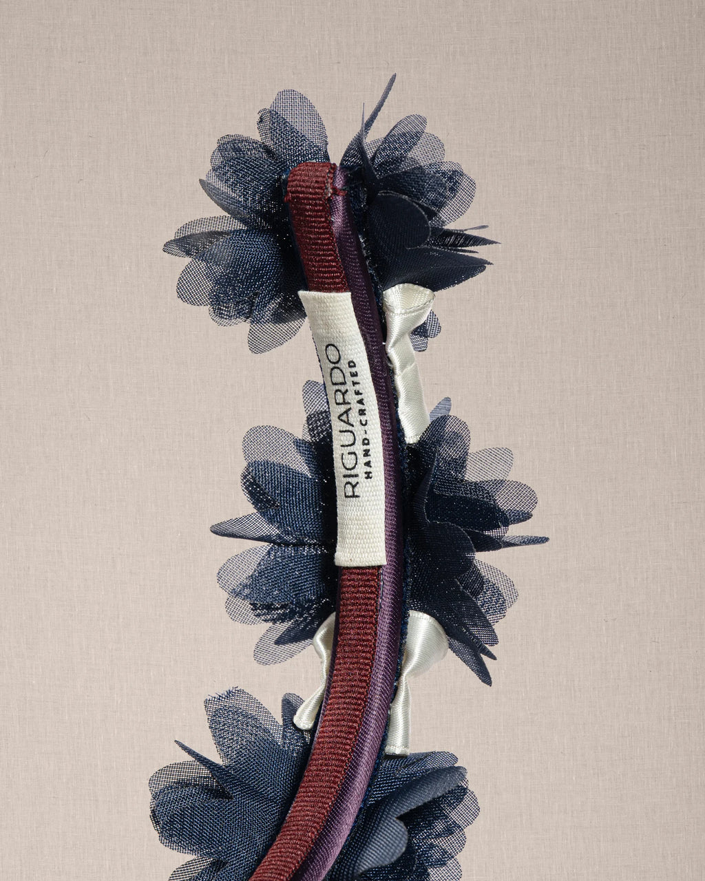 Cerchietto “Petit Jardin” Floreale in Tulle Blu