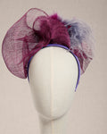 Cerchietto Couture “Améthyste Magenta “ in Sinamay e Piume