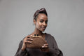 Clutch "Costiera" tricot marrone lurex