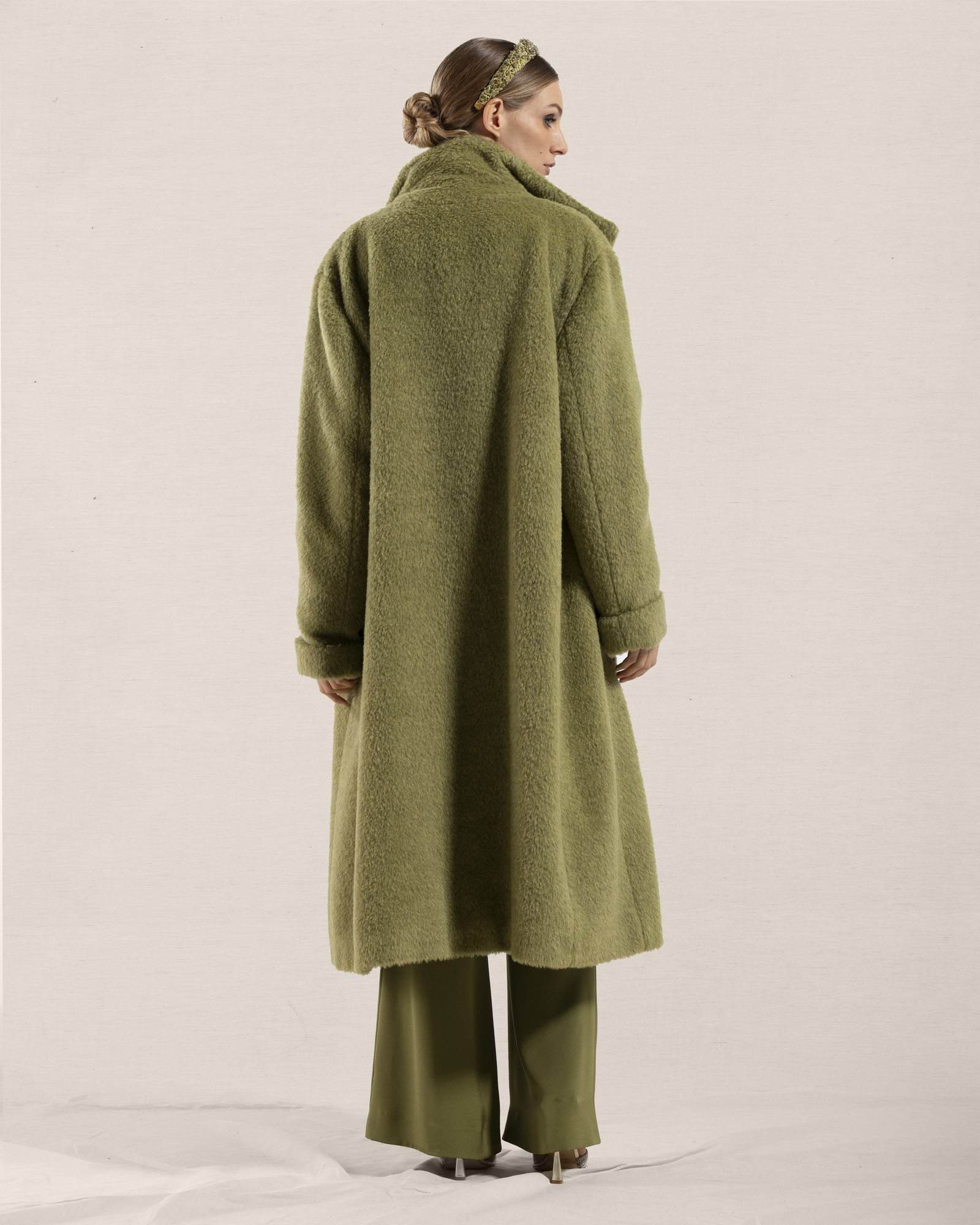 Cappotto Cortina Verde Alpaca foderato Seta