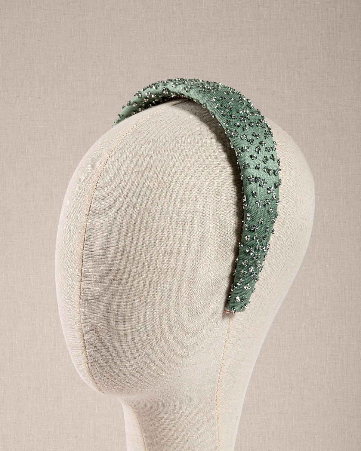 Cerchietto “Menthe Glacée” Verde Liberty con Micro Cristalli Argento