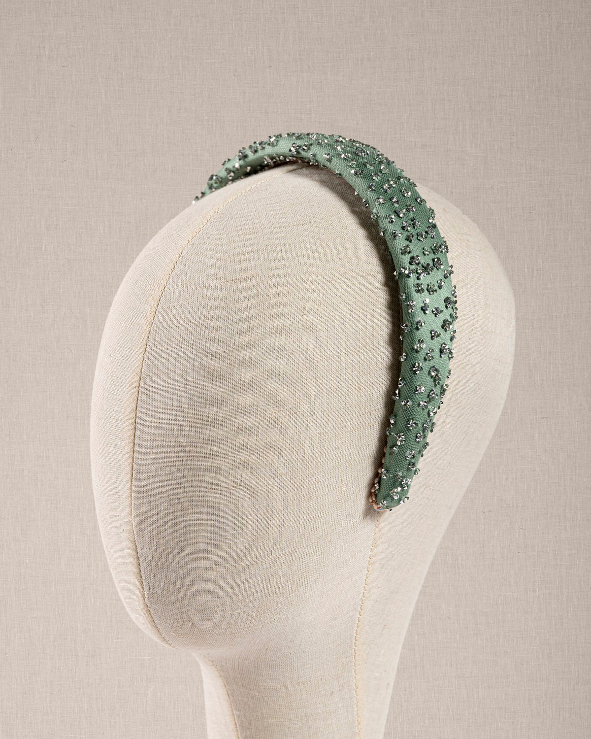 Cerchietto “Menthe Glacée” Verde Liberty con Micro Cristalli Argento