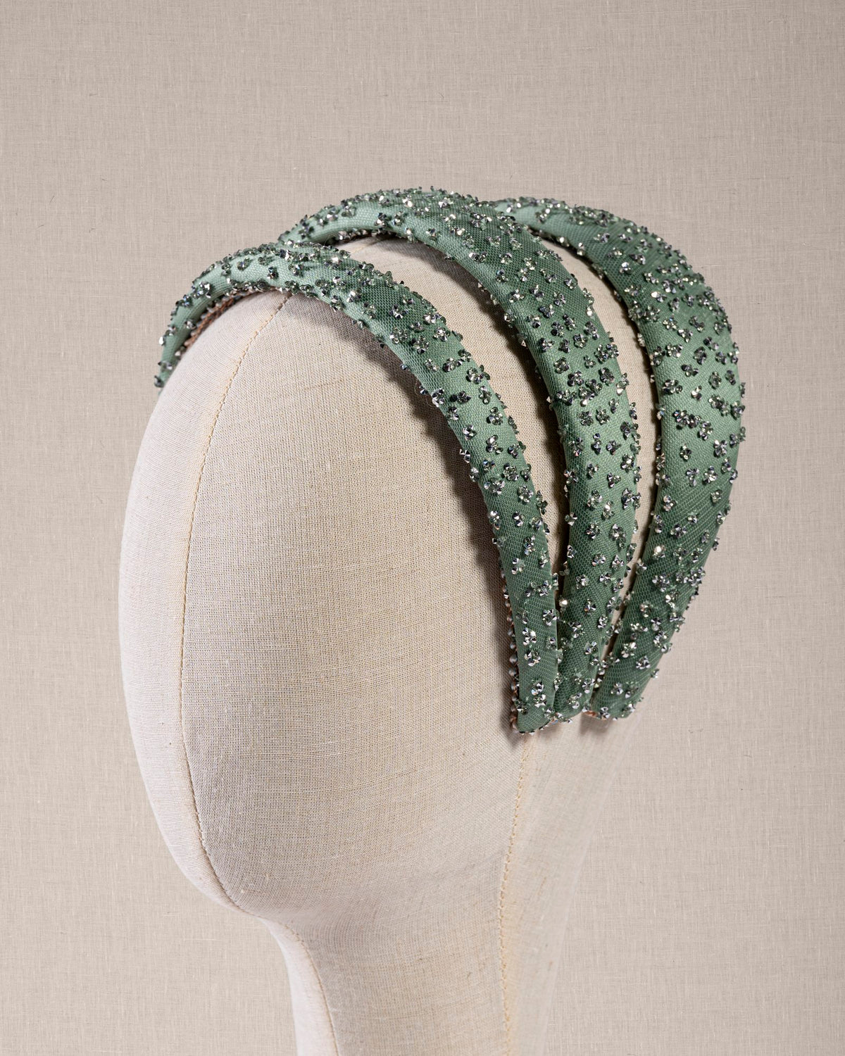 Cerchietto “Menthe Glacée” Verde Liberty con Micro Cristalli Argento