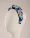 Seta Blu Fiori Macramè