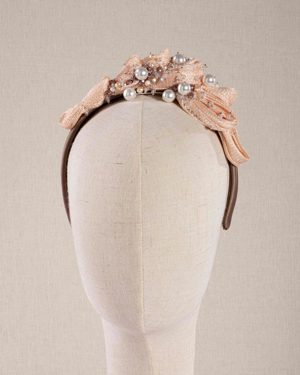 Fiocco Rosa Raffia e Cristalli Perle