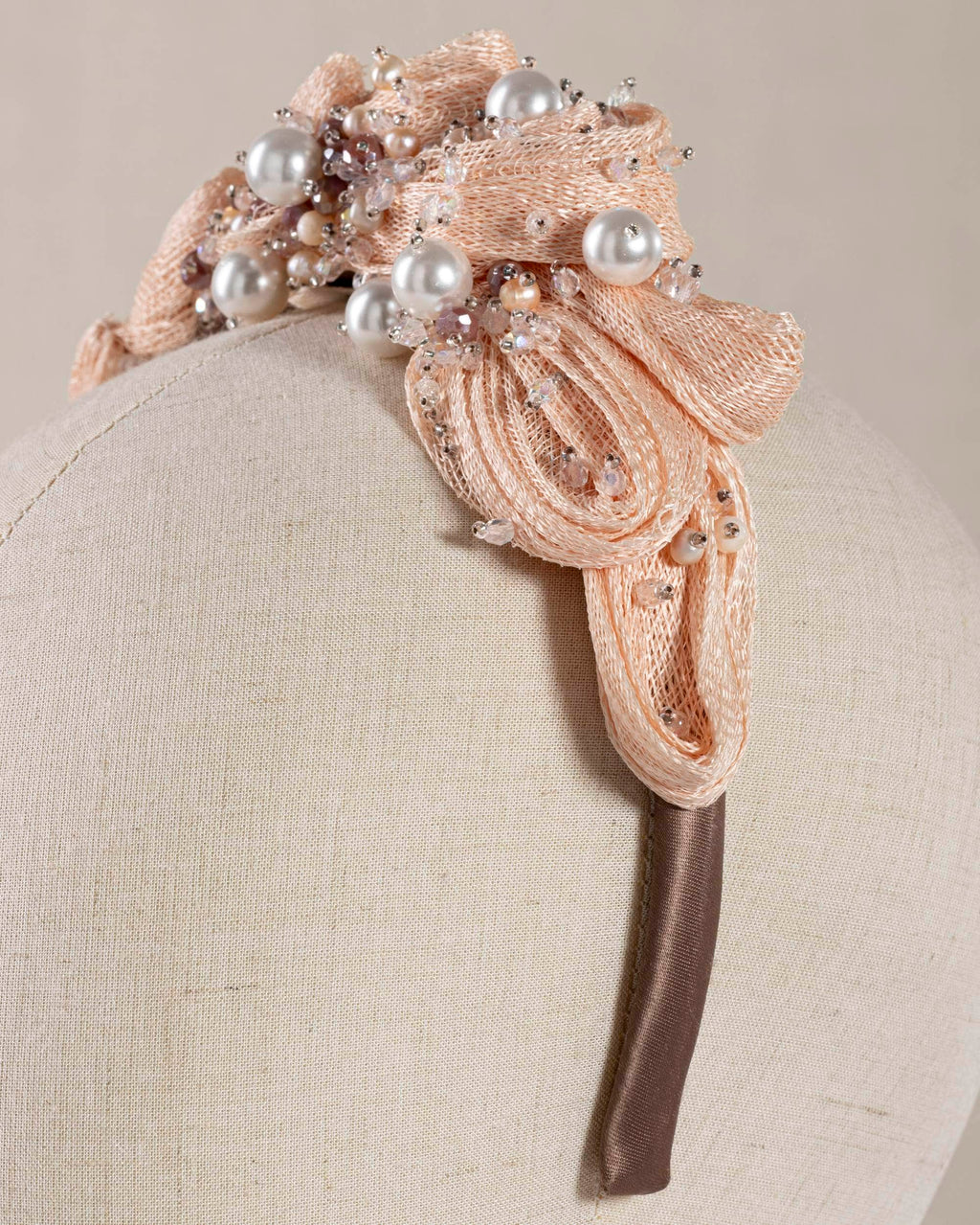 Fiocco Rosa Raffia e Cristalli Perle