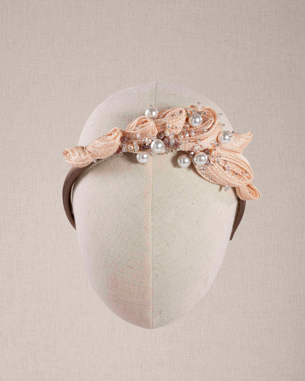Fiocco Rosa Raffia e Cristalli Perle
