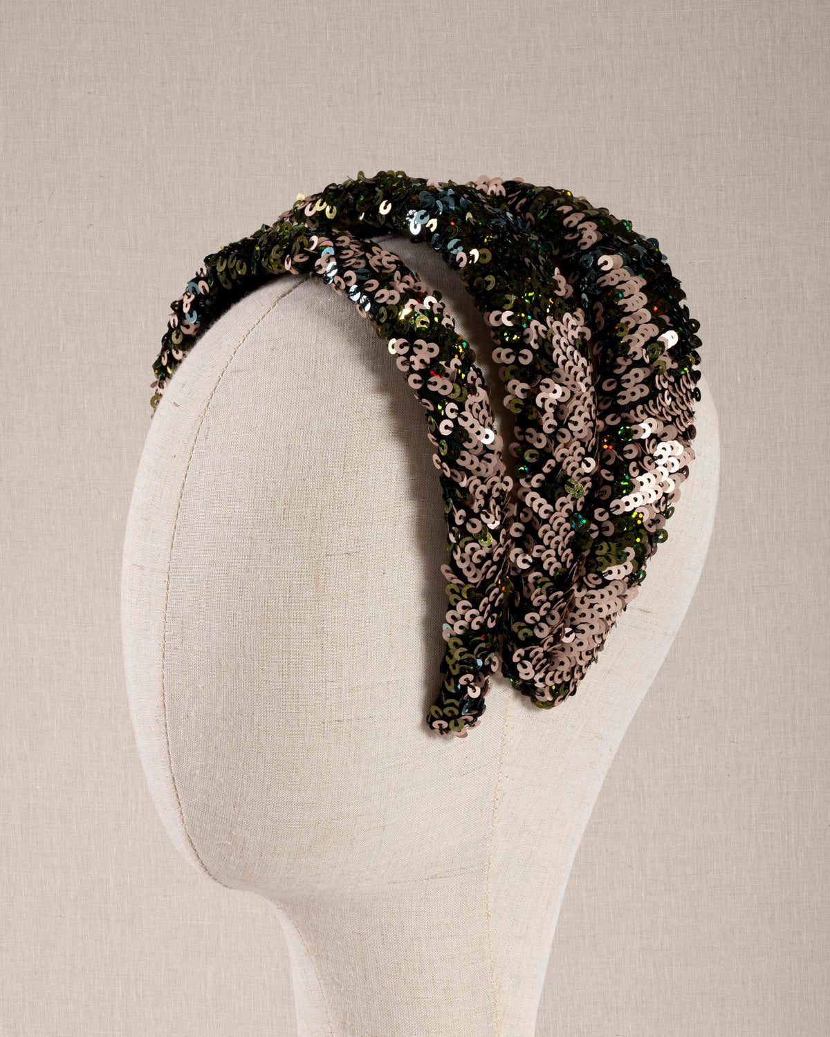Cerchietto “Vert d’Or” Paillettes Verdi e Oro Rosa