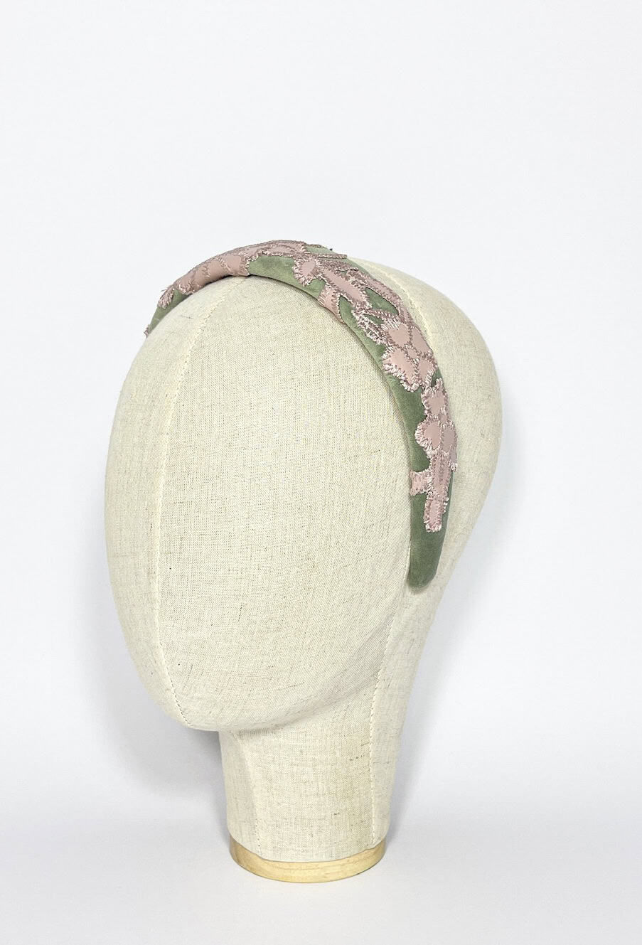 Velluto Verde pizzo Rosa ecopelle