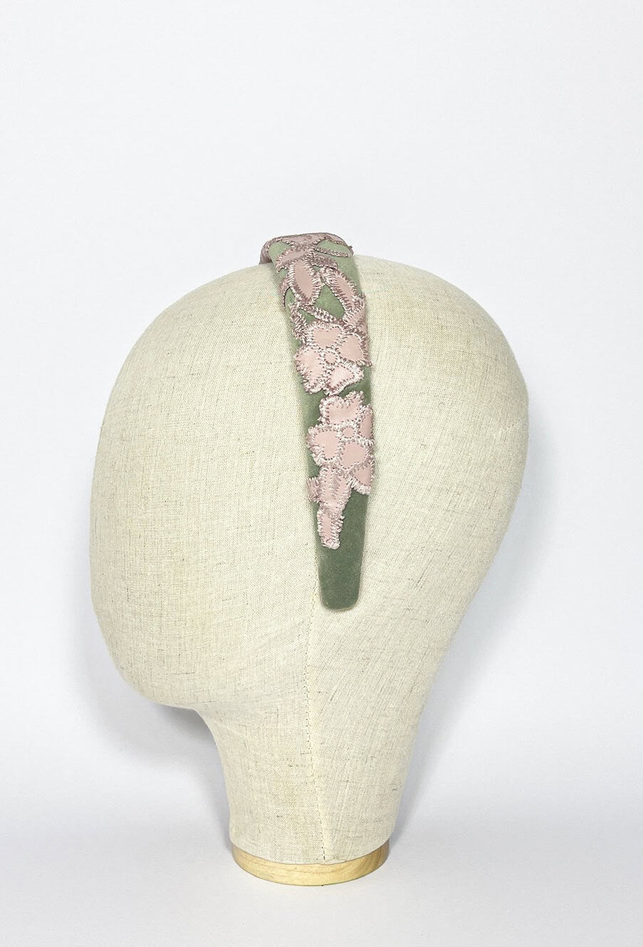 Velluto Verde pizzo Rosa ecopelle