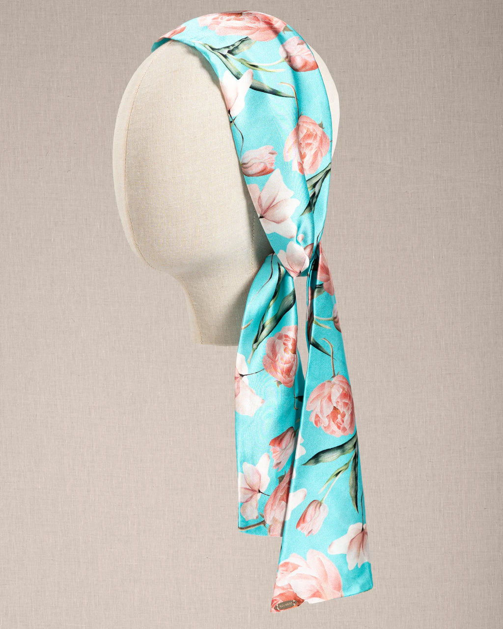 Fascia Seta Peonie Azzurra
