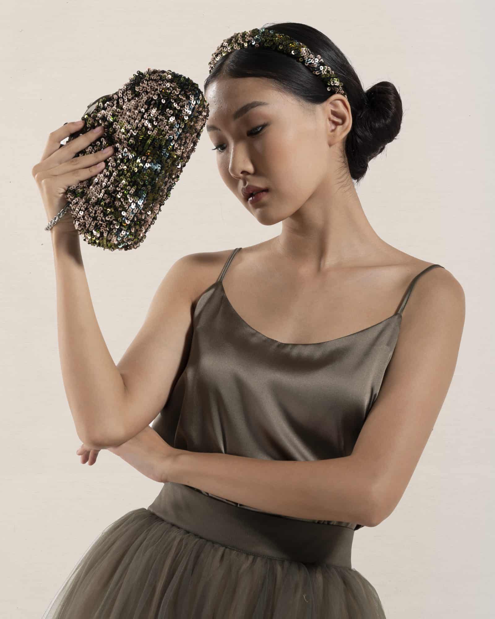 Clutch Verde Rosa Paillettes