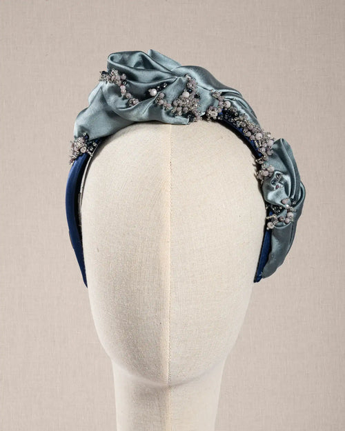 Cerchietto Azzurro Satin e Cristalli