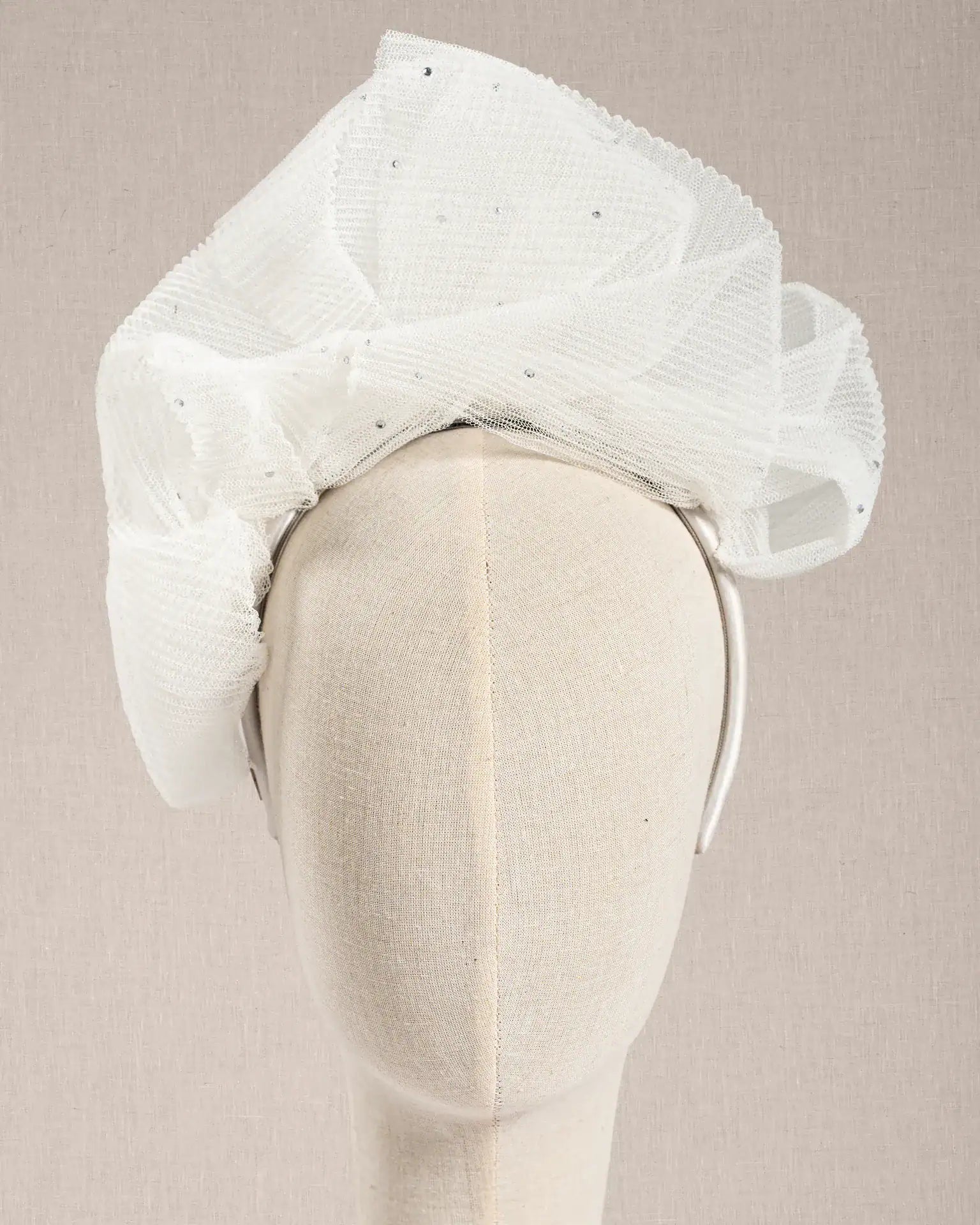 Cerchietto Sposa Cristalli e Tulle Plissè