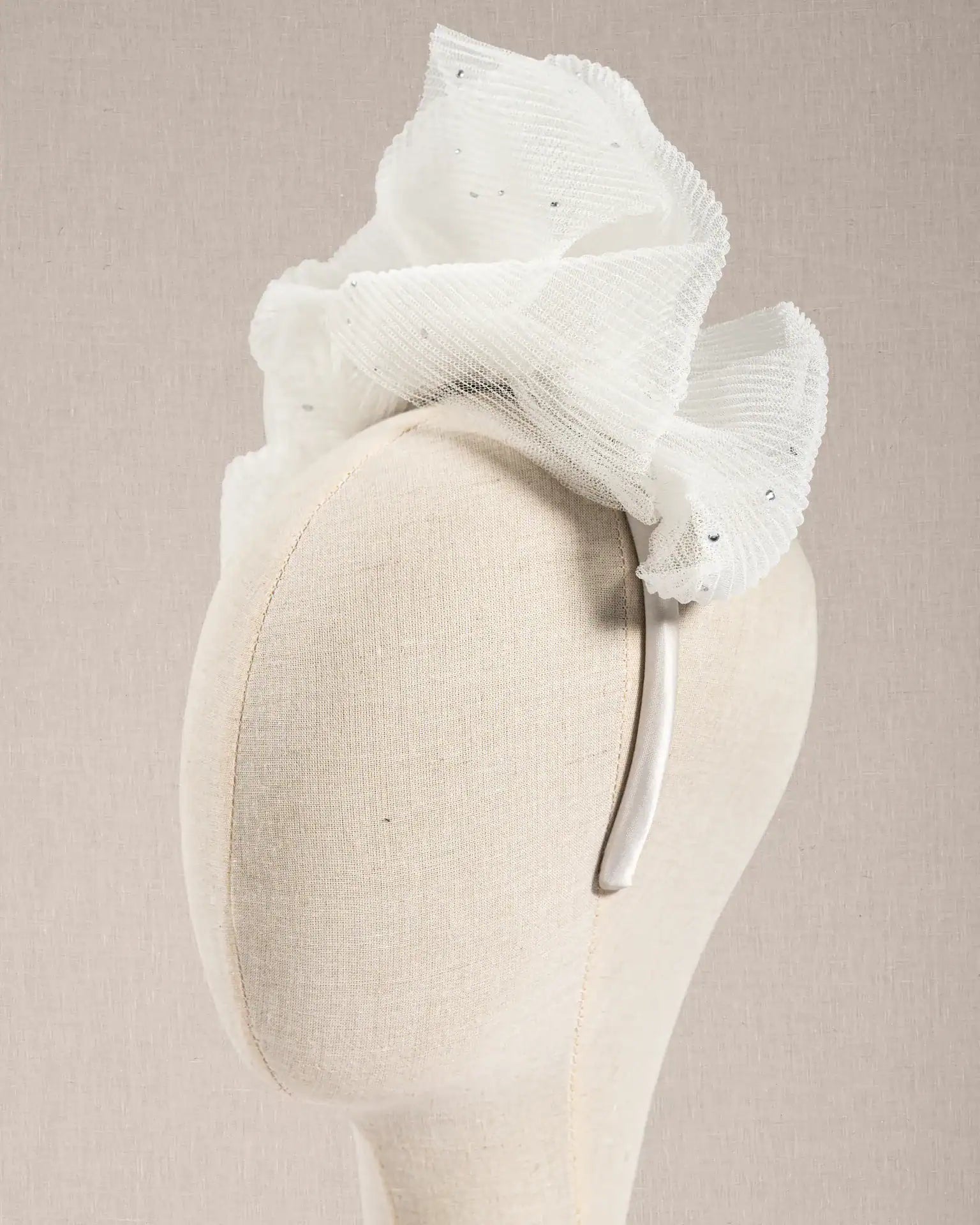 Cerchietto Sposa Cristalli e Tulle Plissè